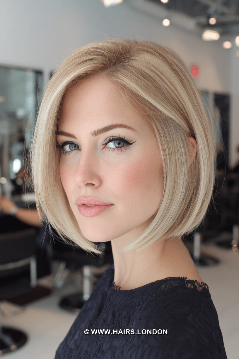Soft Buttercream Blonde Bob Hair