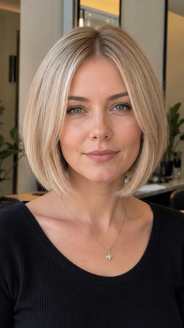 Champagne Beige Blonde Bob Hair