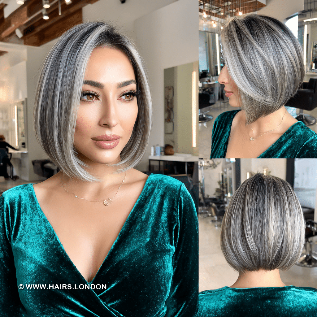 Smoky Silver Ash Bob Hair