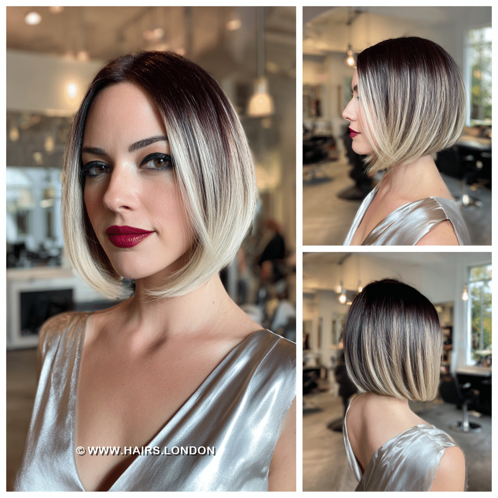 Burgundy Root Melt Blonde Bob Hair