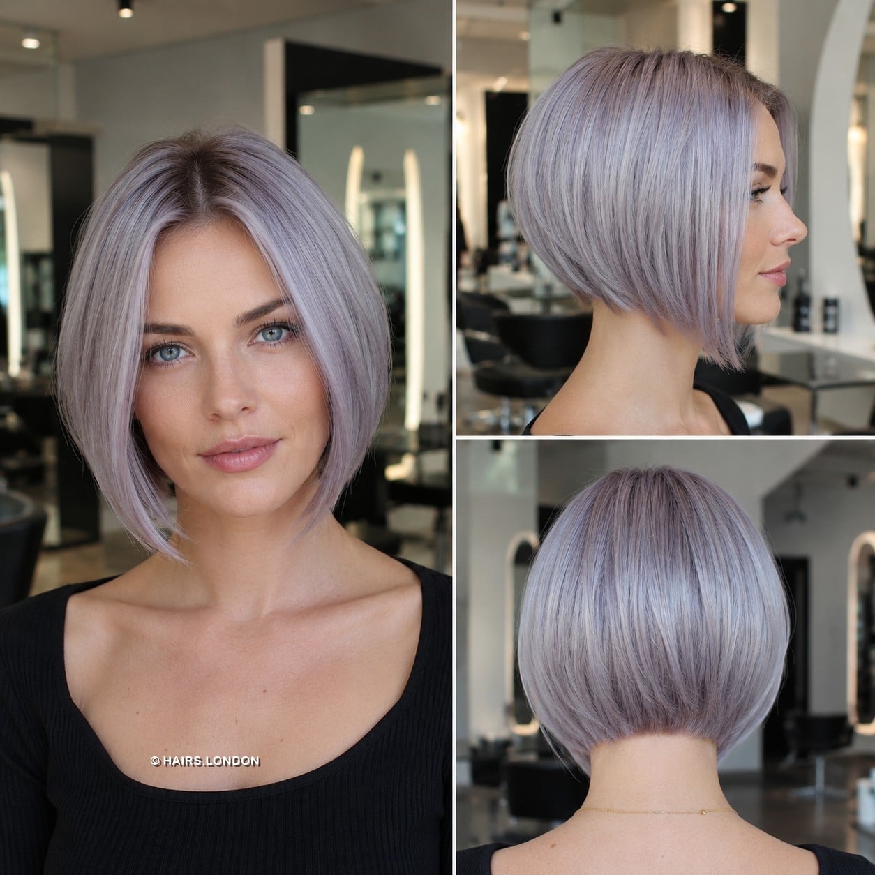 Frosted Lilac Silver Bob Hair