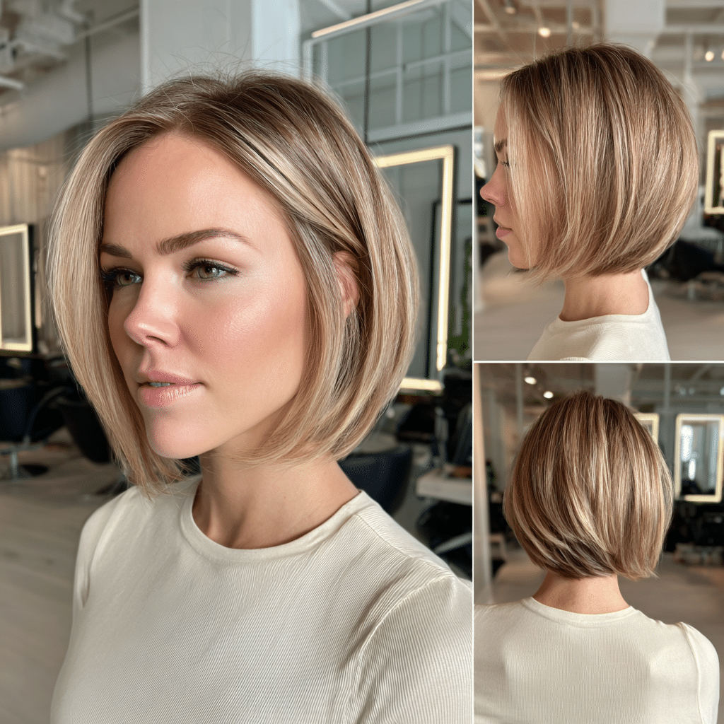 Creamy Champagne Blonde Bob Hair
