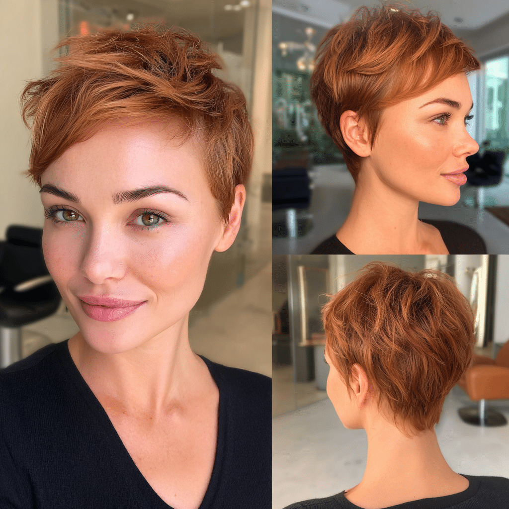 Warm Copper Glow Pixie Hair