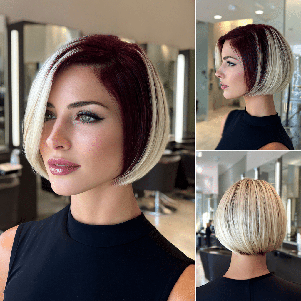 Bold Burgundy and Platinum Blonde Hair
