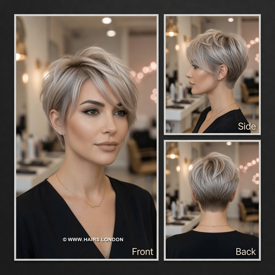 Icy Silver Blonde Pixie Hair