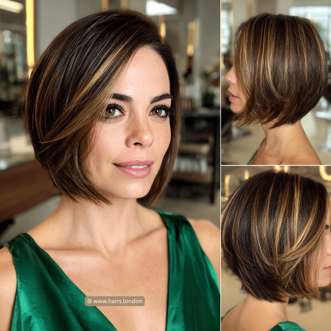 Mocha Caramel Highlighted Bob Hair