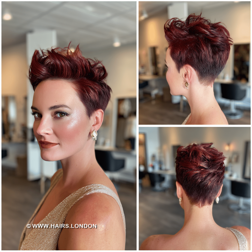 Deep Garnet Red Pixie Hair