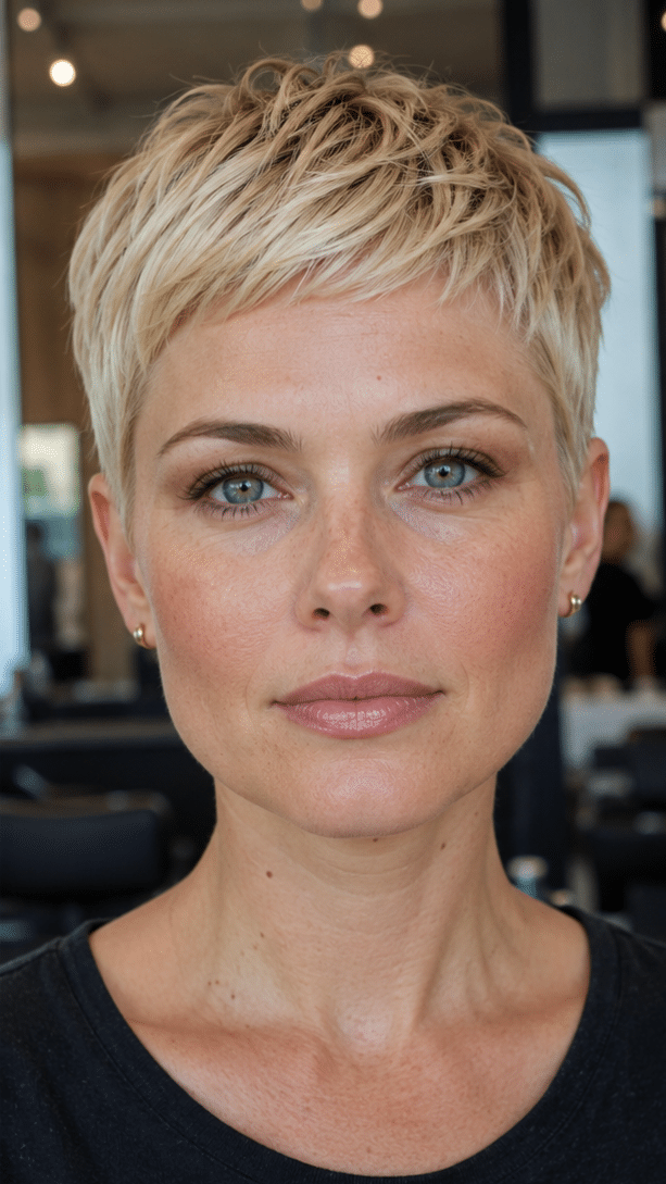 Vanilla Cream Textured Pixie Hair