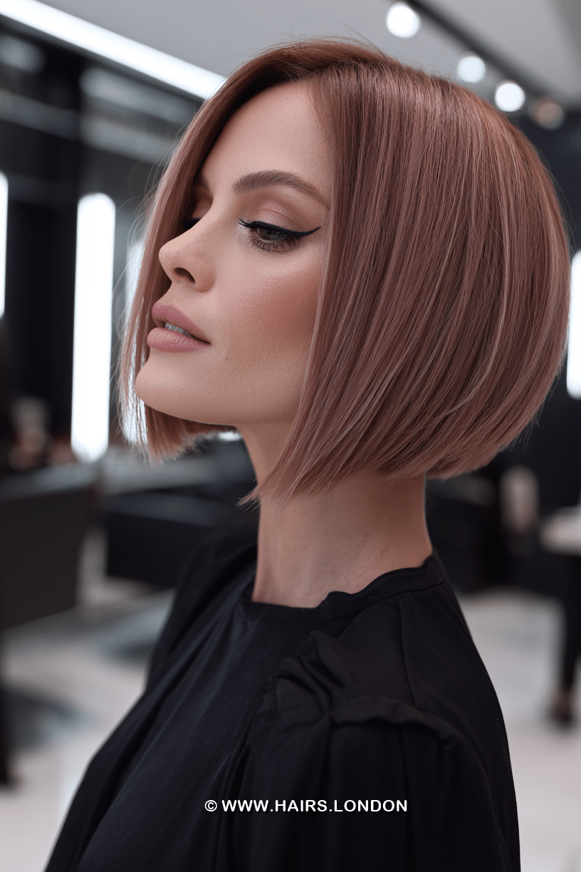 Dusty Rose Gold Bob Hair