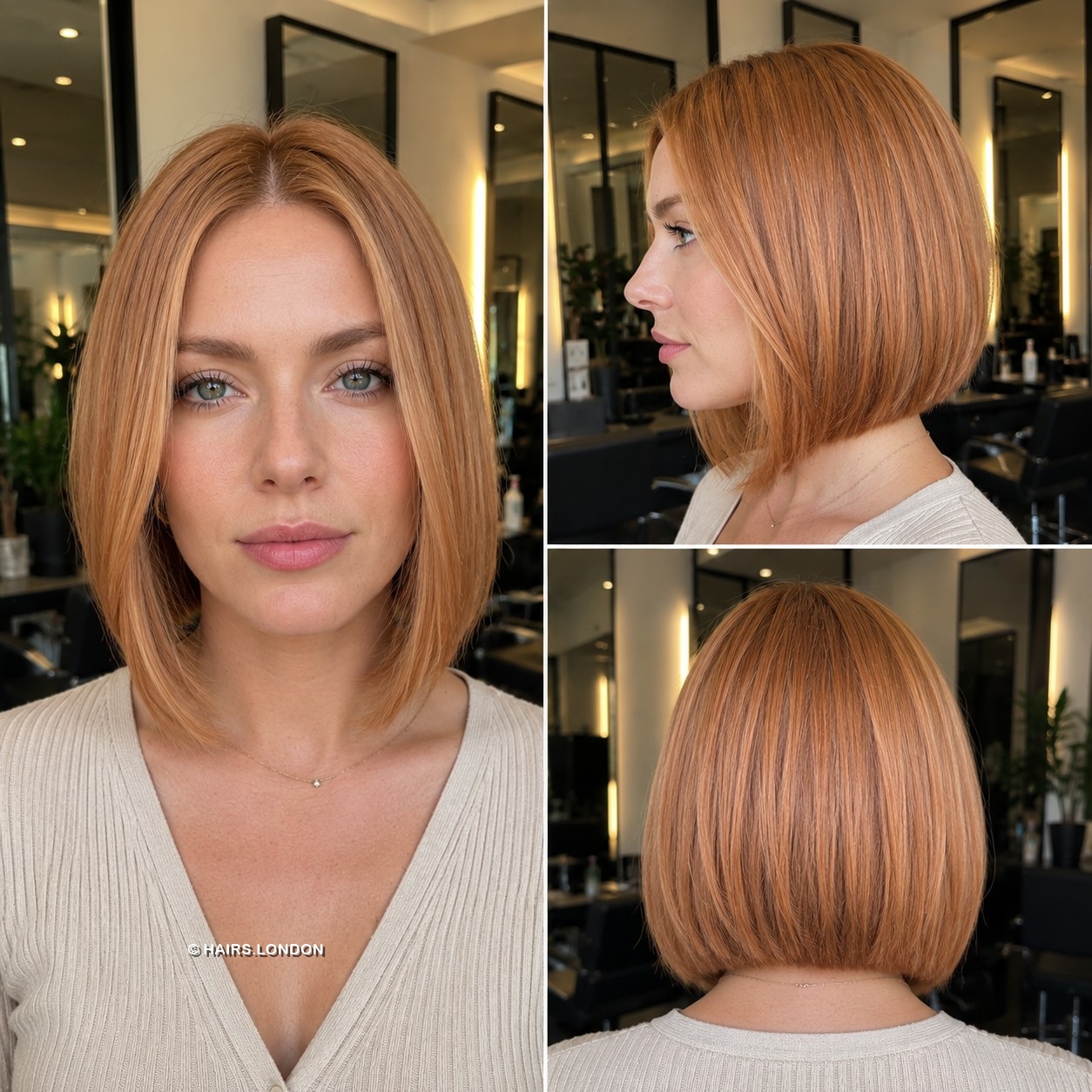 43 Adorable Bob Hairstyles with Side Bangs to Try in 2026 Soft Apricot Copper Bob Hair