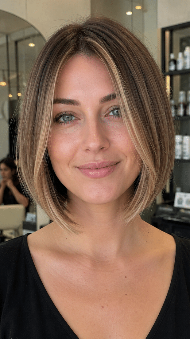 Mushroom Bronde Italian Bob Hair