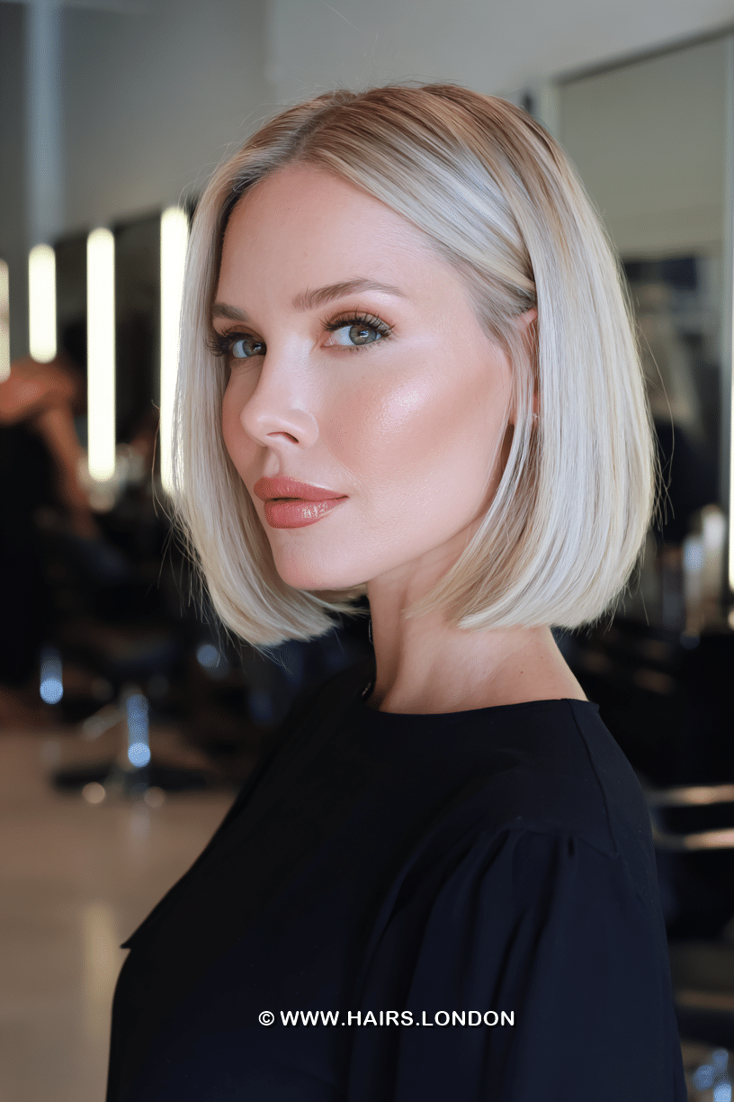 Creamy Vanilla Blonde Bob Hair