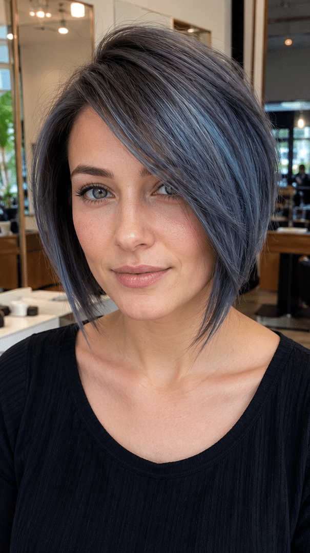 Smoky Steel Blue Hair