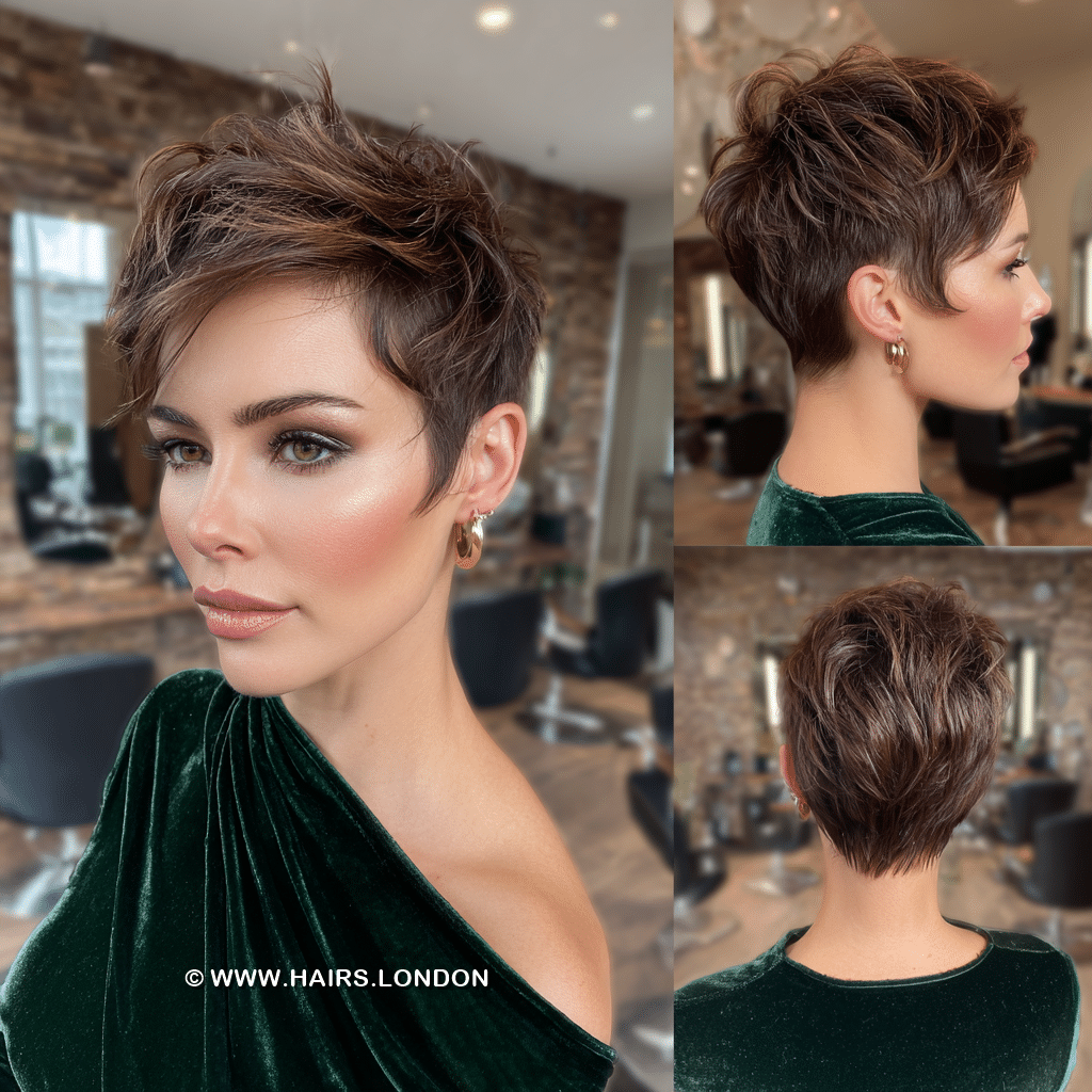 Soft Mocha Brown Pixie Hair