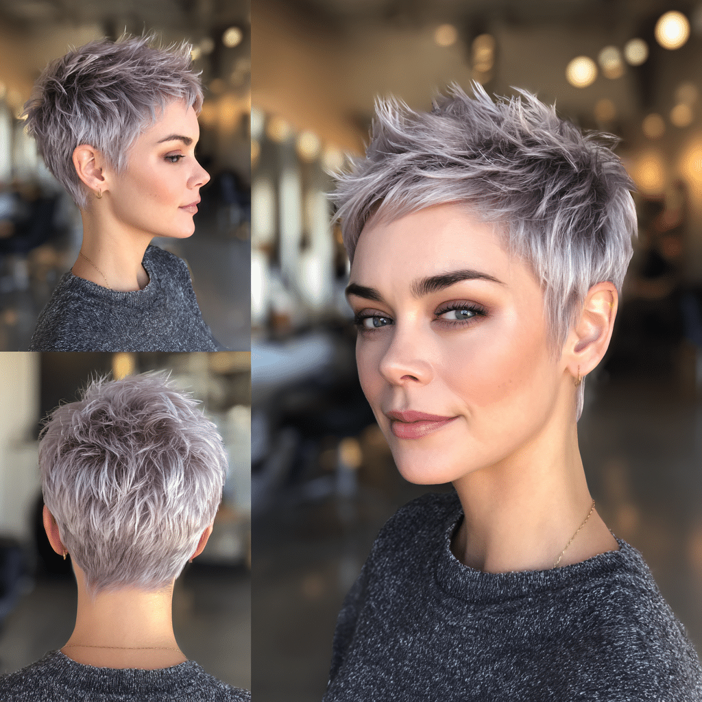 Silvery Lilac Ash Pixie Hair