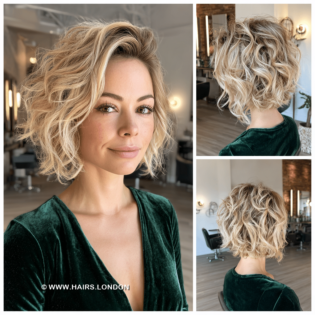 Golden Honey Blonde Wavy Bob Hair