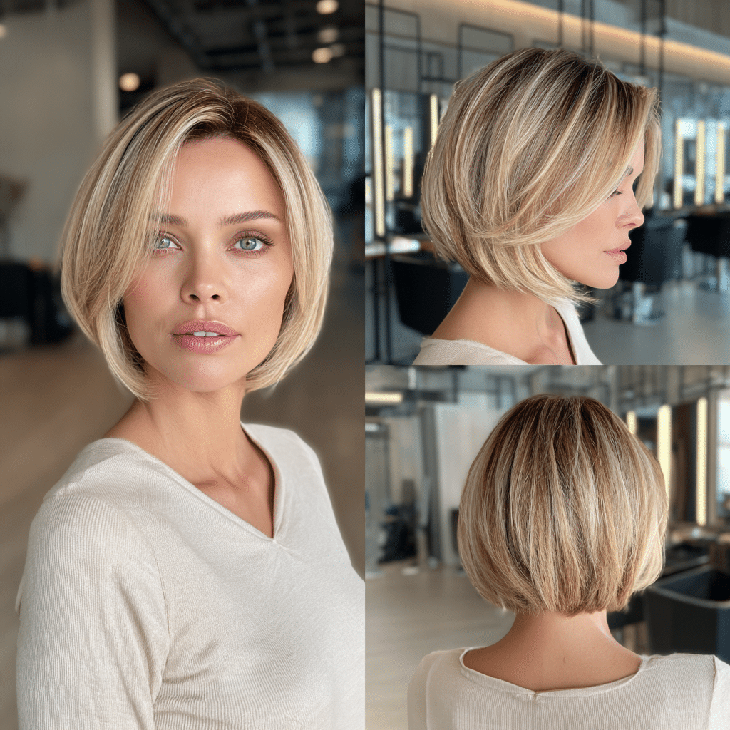 Golden Beige Blonde Bob Hair