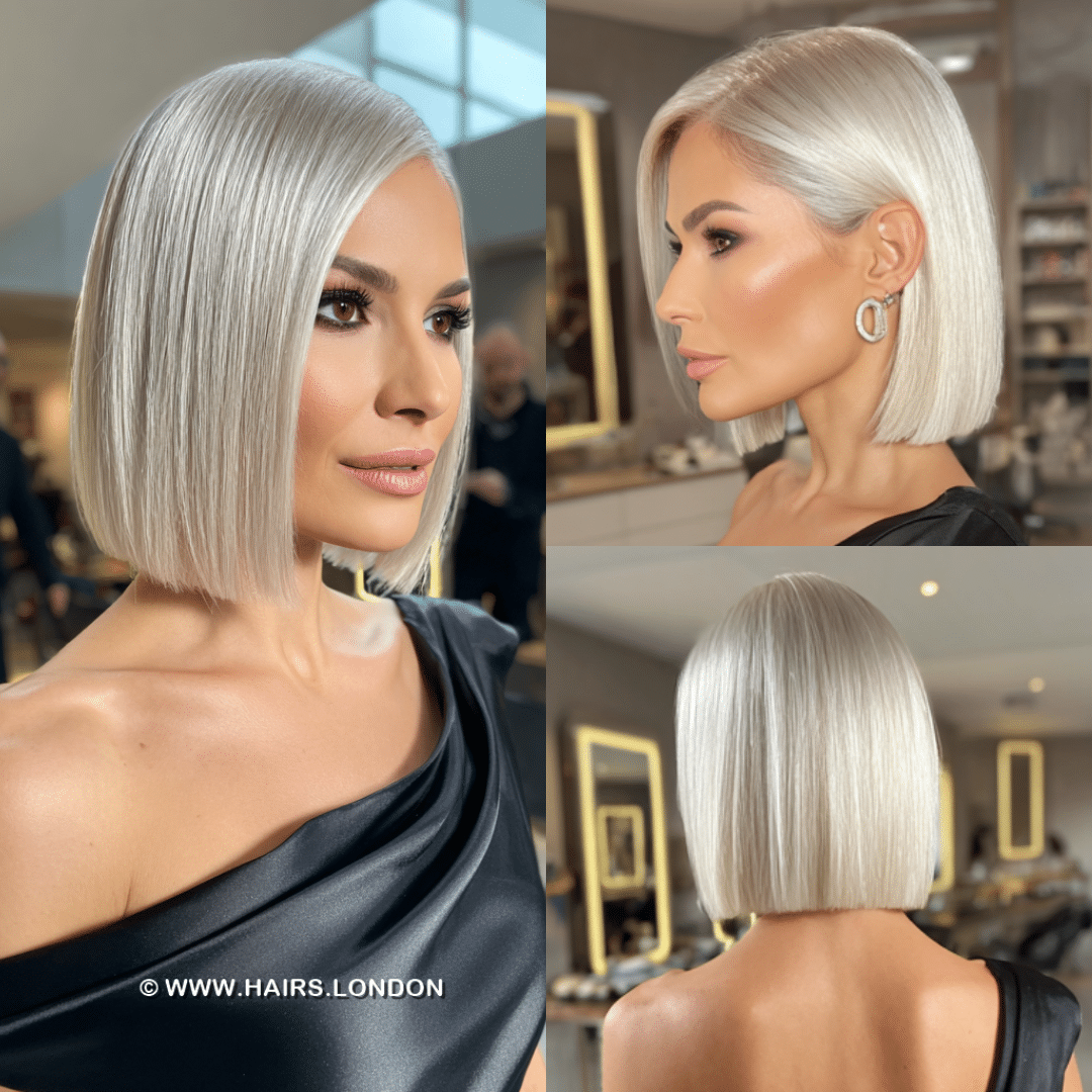 Icy Silver Platinum Bob Hair