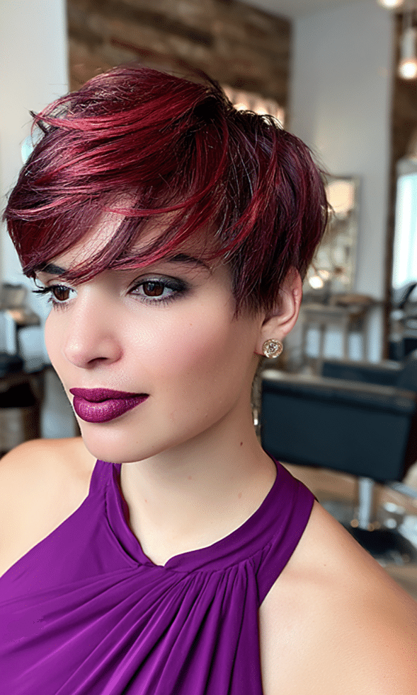 Ruby Red Pixie Hair