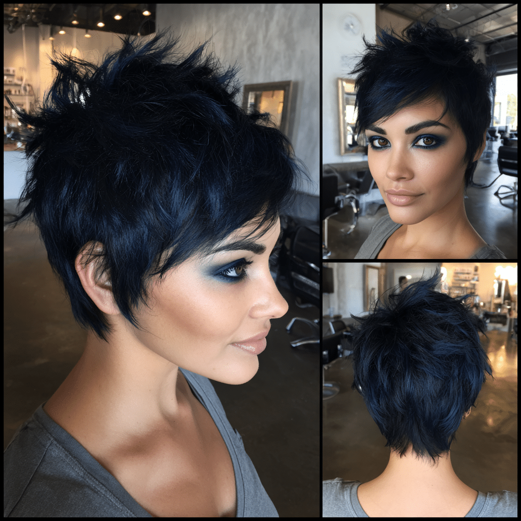 Midnight Blue Noir Pixie Hair