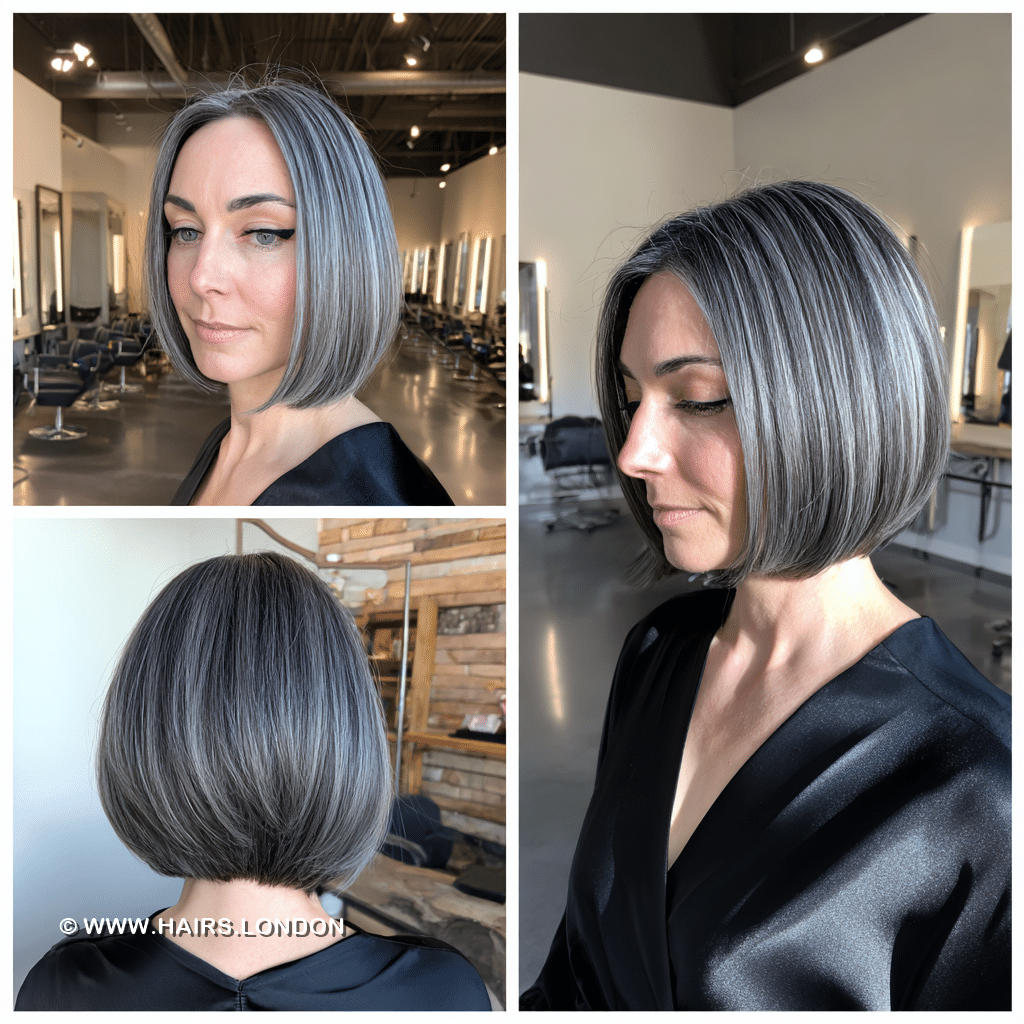 Sleek Silver Ash Grey Hair