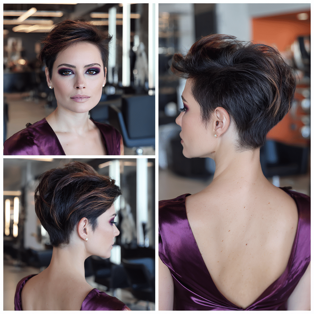 Espresso Brown Highlight Pixie Hair