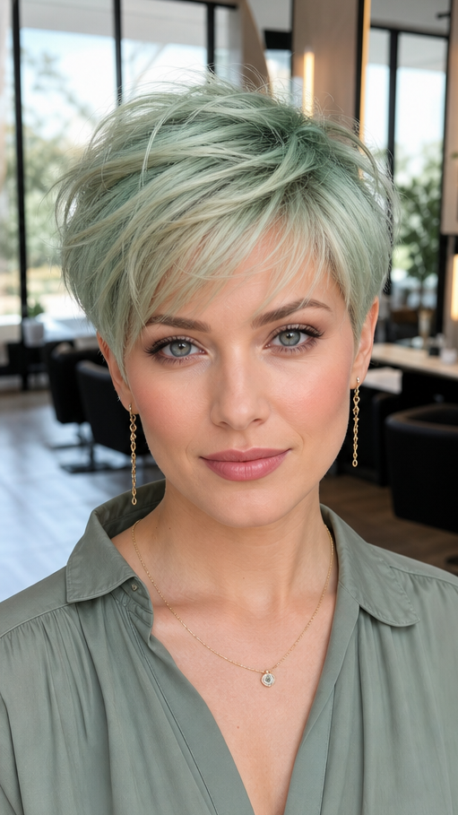 Frosted Mint Pixie Hair