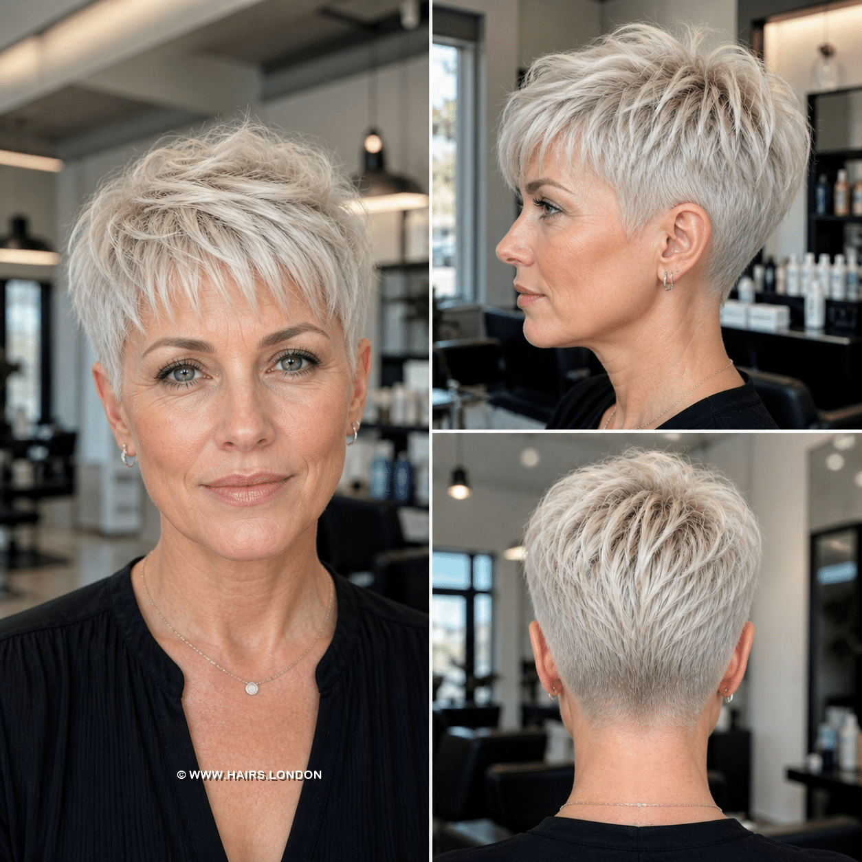 Soft Platinum Silver Pixie Hair