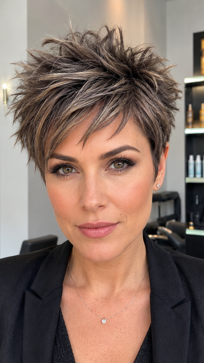 50 Stylish Textured Pixie Cuts to Try in 2026 Smoky Mushroom Mocha Hair