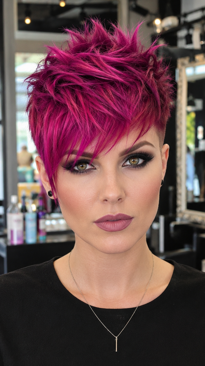 56 Chic and Modern Pixie Cuts Electric Fuchsia Magenta Hair