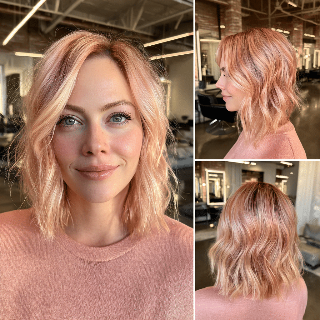 Soft Rose Gold Peach Hair