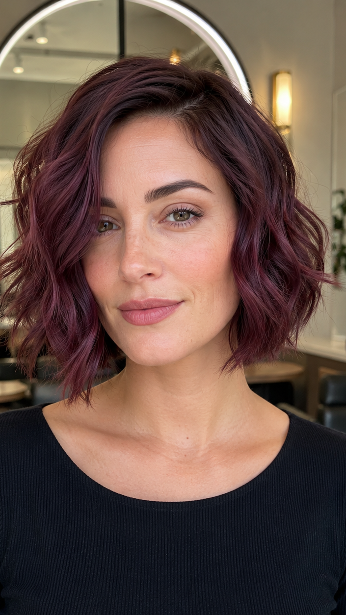 52 Stunning Stacked Bob Haircuts to Elevate Your Style in 2026 Mulled Wine Burgundy Hair