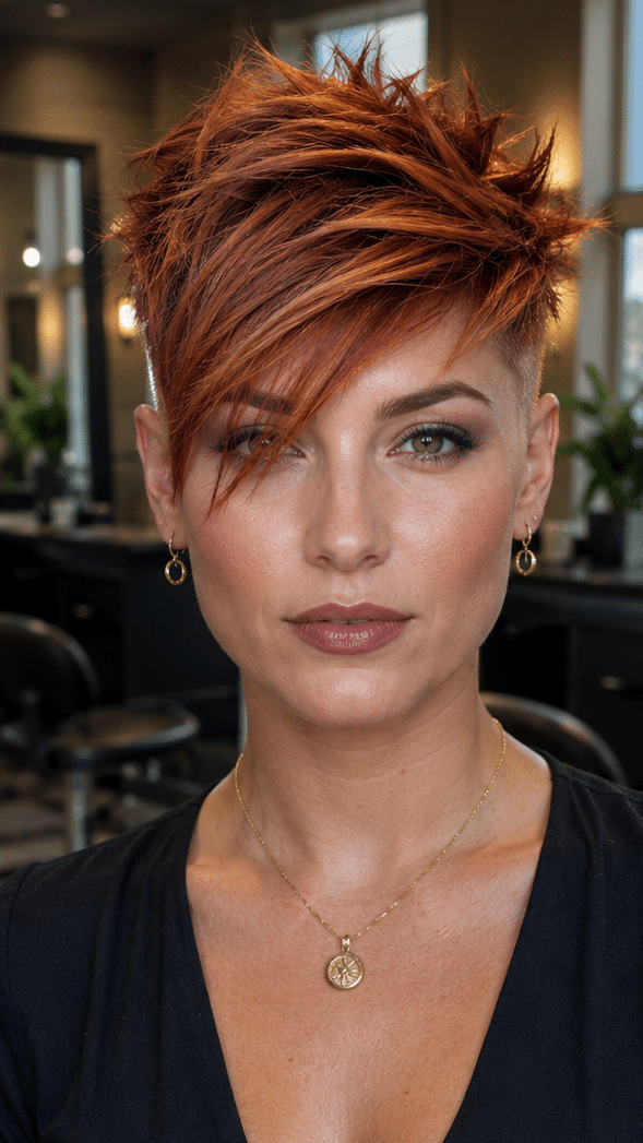 Burnished Copper Razor Pixie Hair