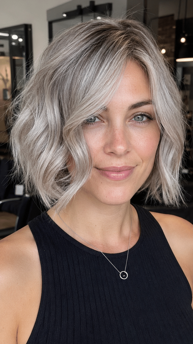 Iced Pearl Silver Bob Hair