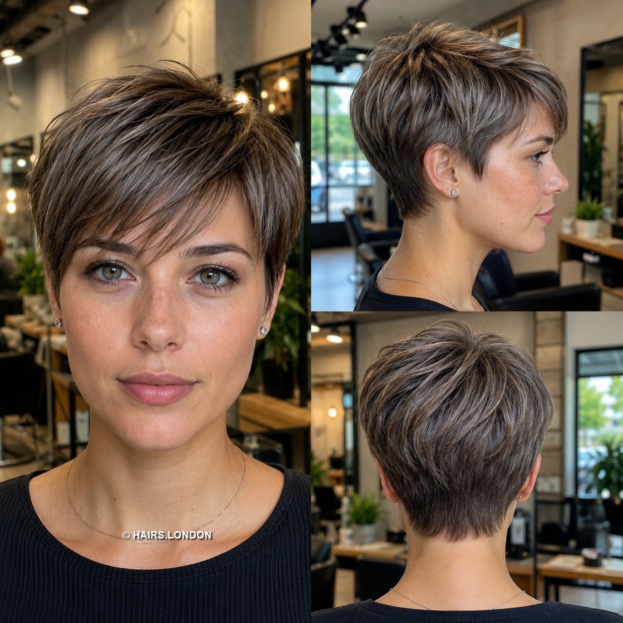 Mushroom Mocha Layered Pixie Hair