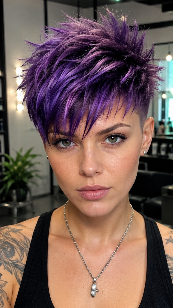 60 Unique Undercut Pixie Cuts and How to Wear Them with Confidence Royal Amethyst Purple Hair