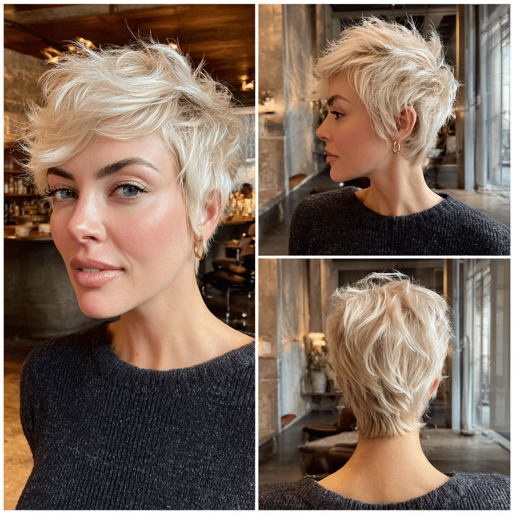 Creamy Vanilla Blonde Pixie Hair