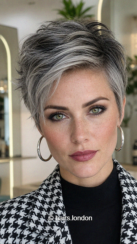 56 Chic and Modern Pixie Cuts Smoky Graphite Silver Hair