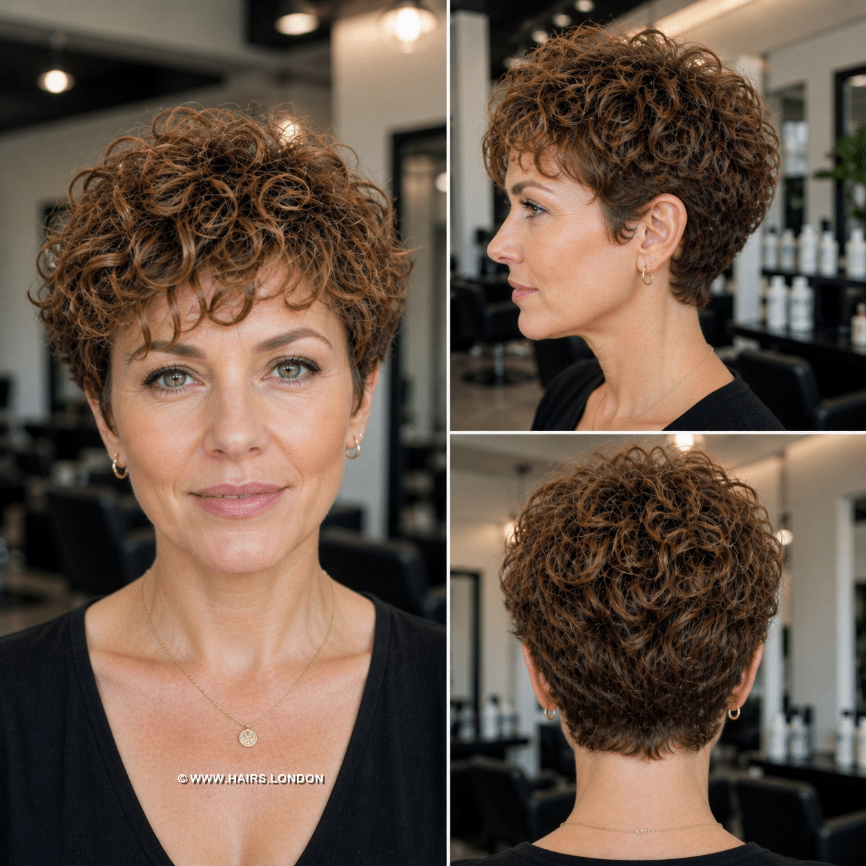 Warm Cinnamon Brown Curly Pixie Hair