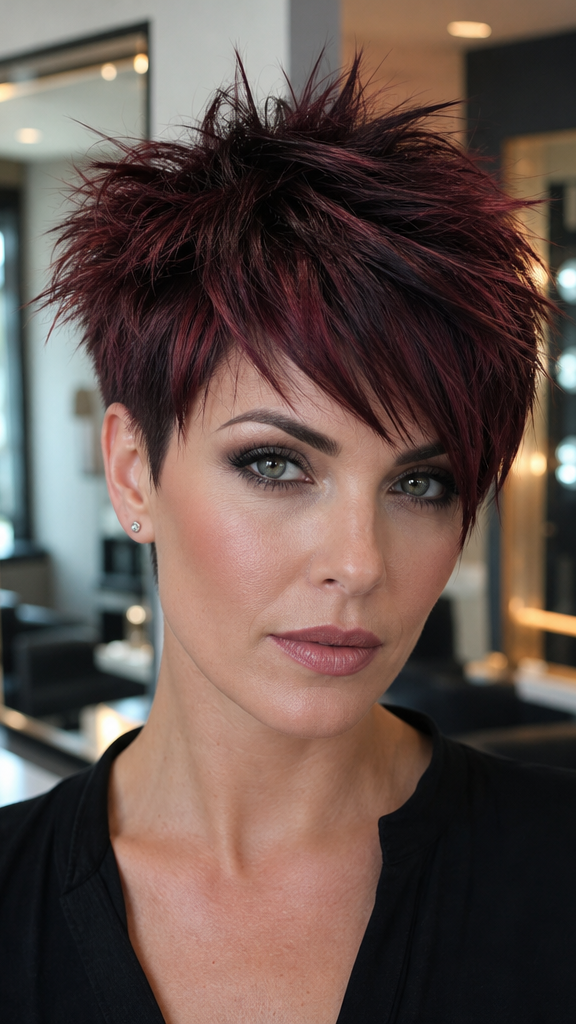 60 Unique Undercut Pixie Cuts and How to Wear Them with Confidence Black Cherry Wine Hair