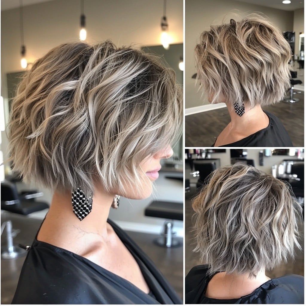 Ash Blonde Choppy Bob