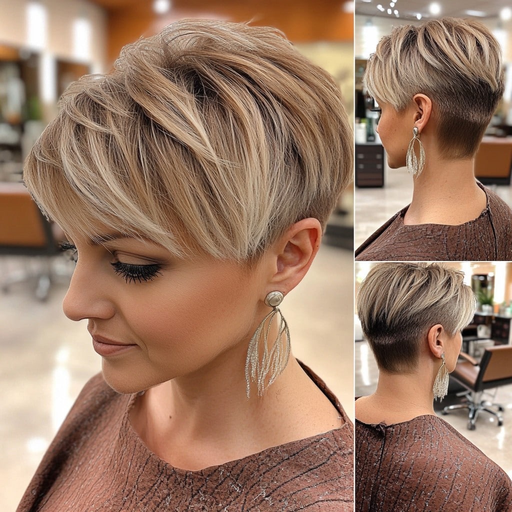 Ash Blonde Pixie with Dark Undercut