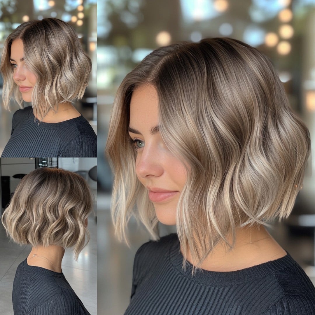 Ash Bronde Wavy Bob