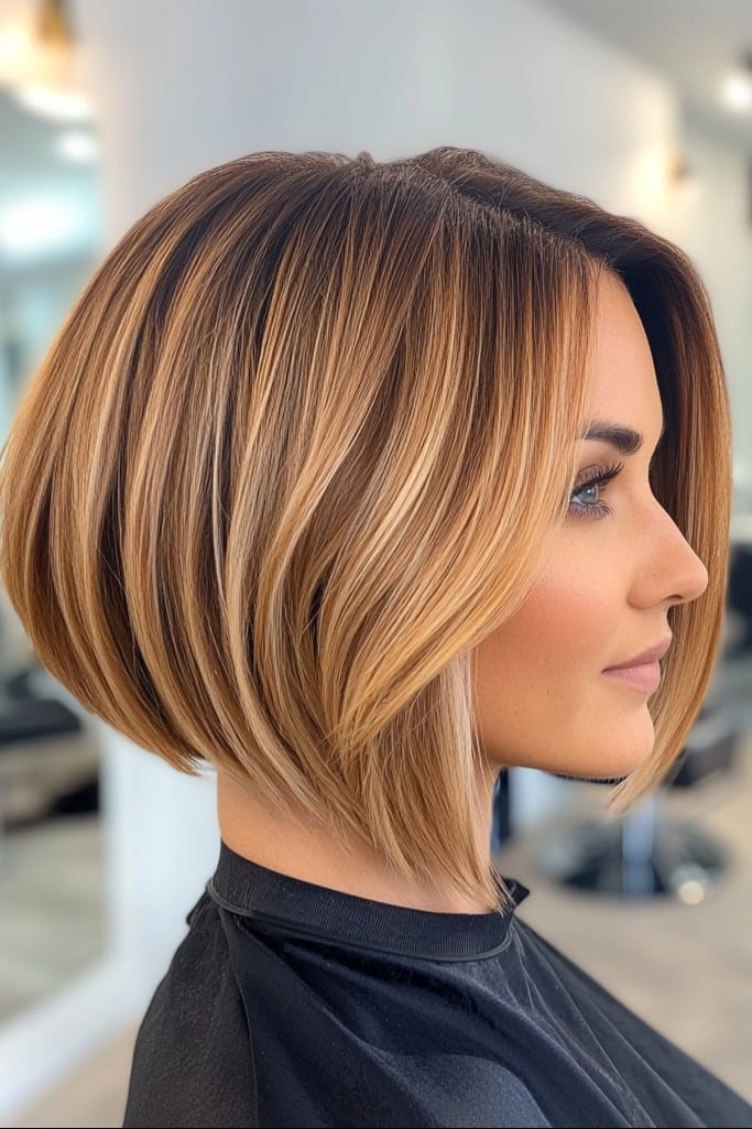 Asymmetrical Bob with Dimensional Highlights