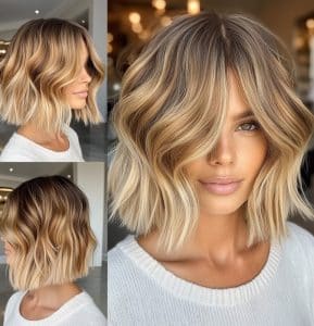Beachy Blonde Balayage Bob Hair