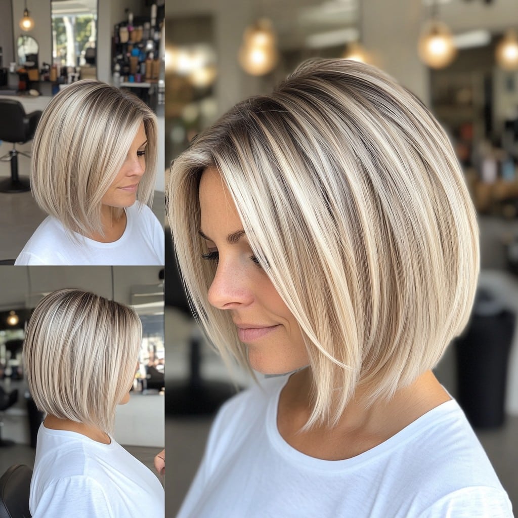 Blonde Shoulder-Length Bob with Dimensional Highlights
