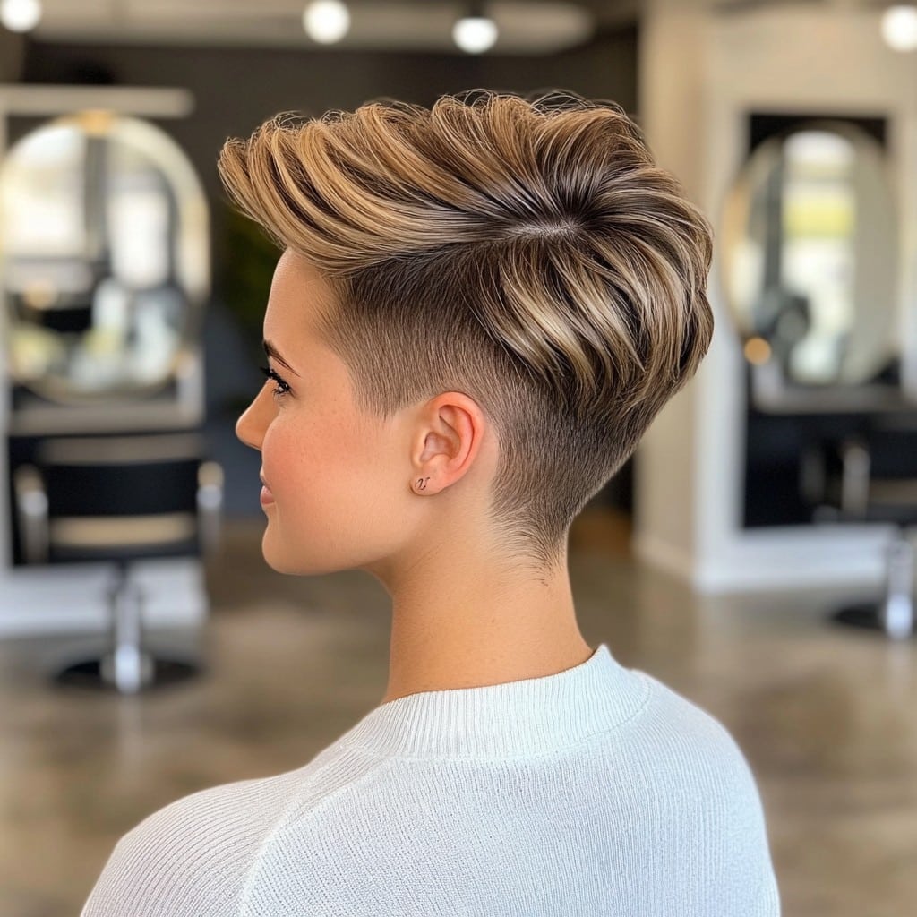 Bold Undercut Pixie with Blonde Highlights