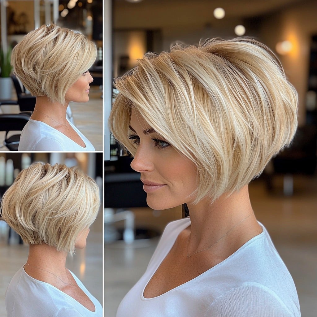 Buttery Blonde Choppy Bob Hair