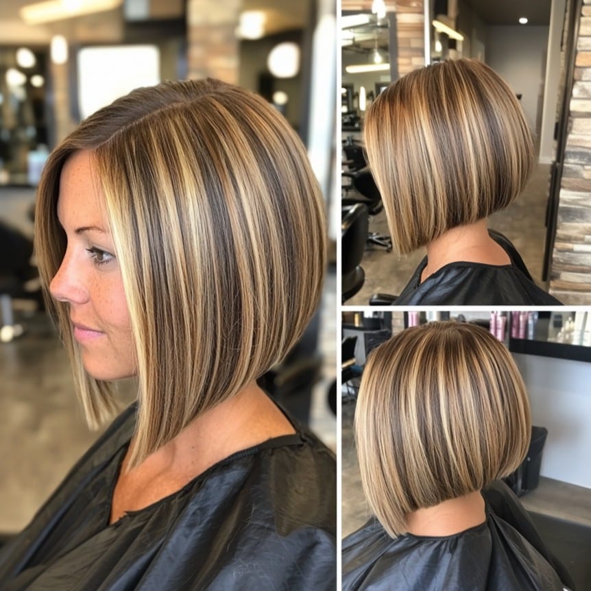 Caramel Blonde Highlighted Bob