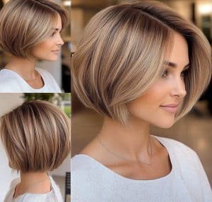 Caramel Blonde Layered Bob Hair